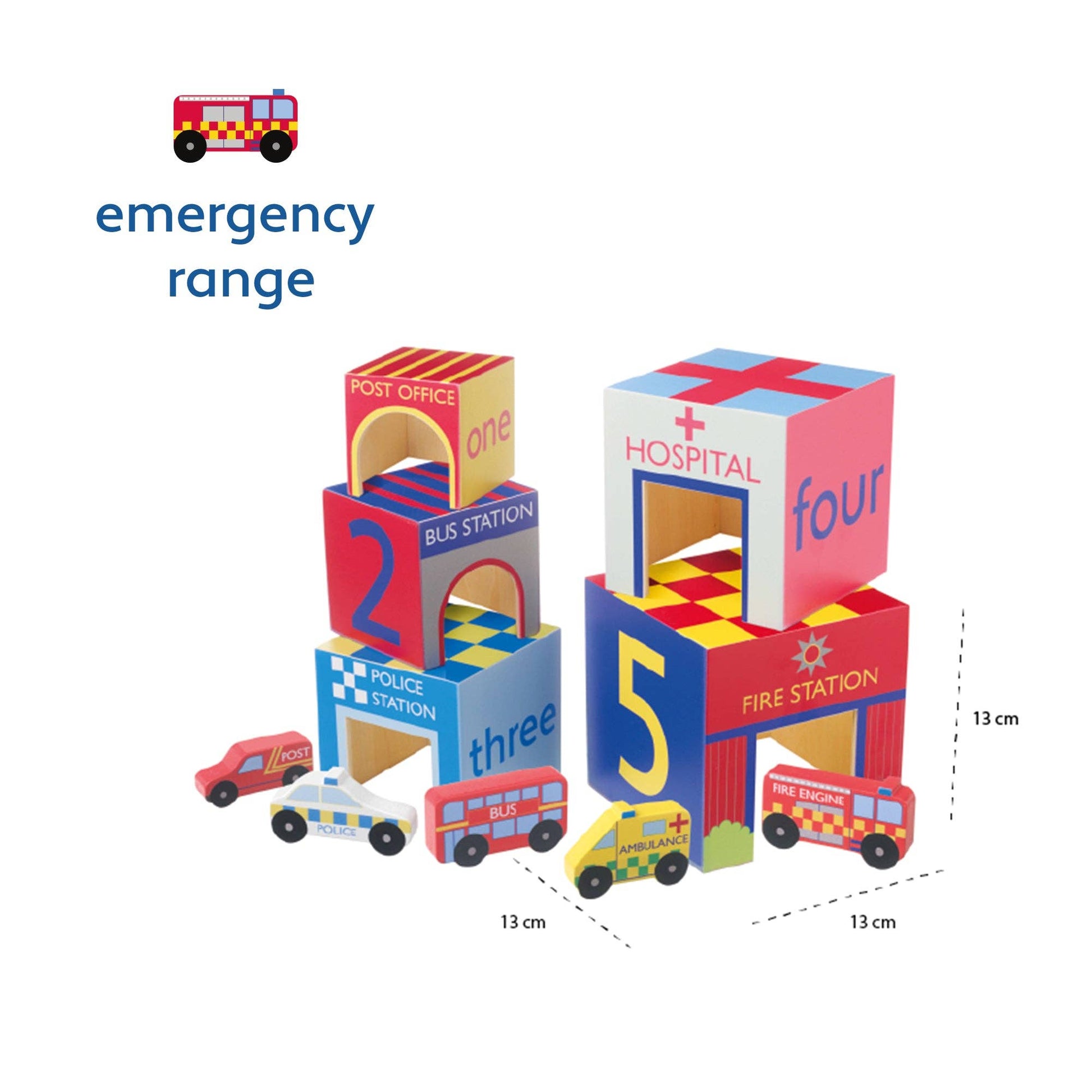 Emergency Services Wooden Stacking Cubes - Rose and Friends