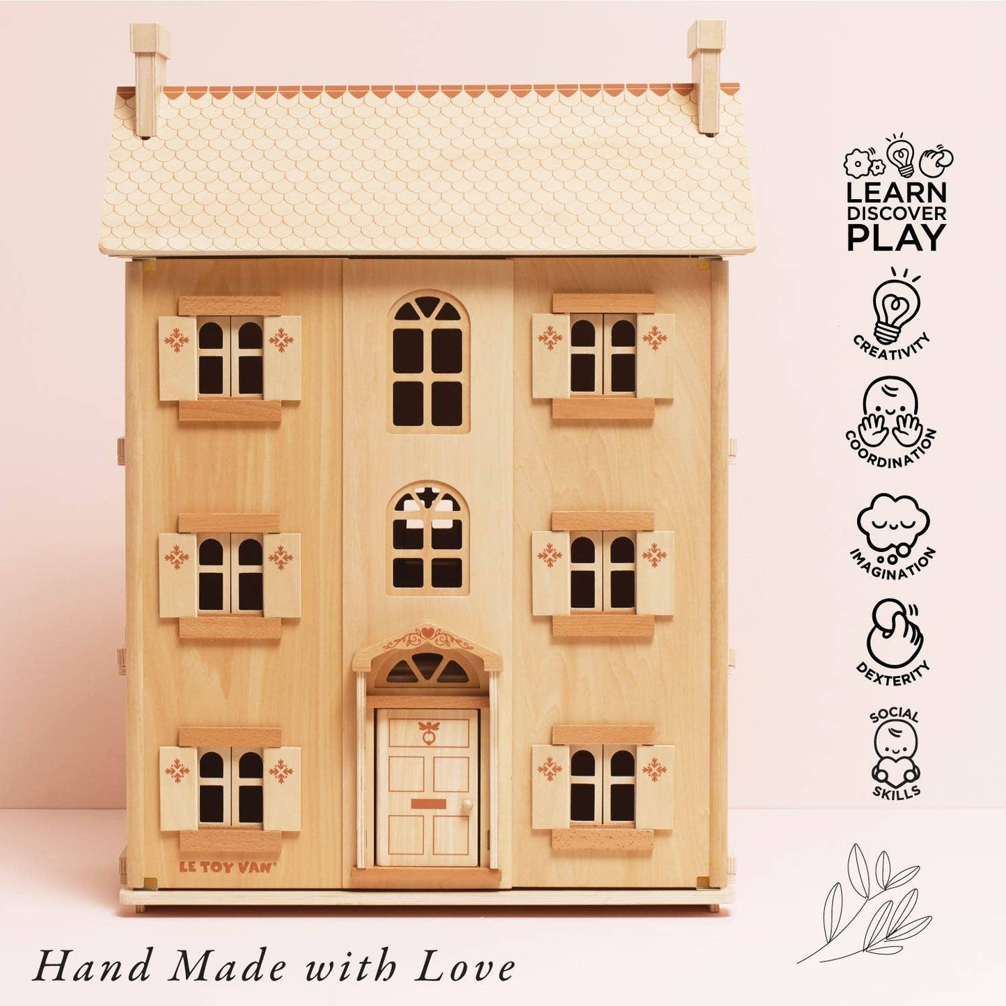 The Grand Natural Wood Dolls House - Rose and Friends