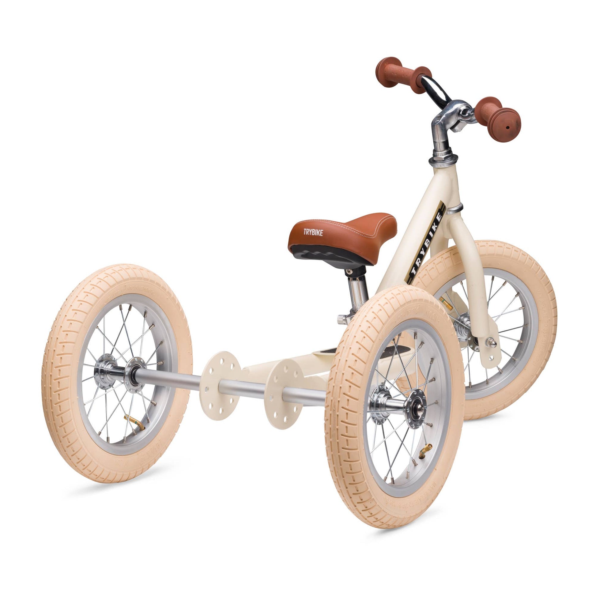 Trybike - Matte 2 In 1 Balance Bike / Trike - Vintage Cream - Rose and Friends