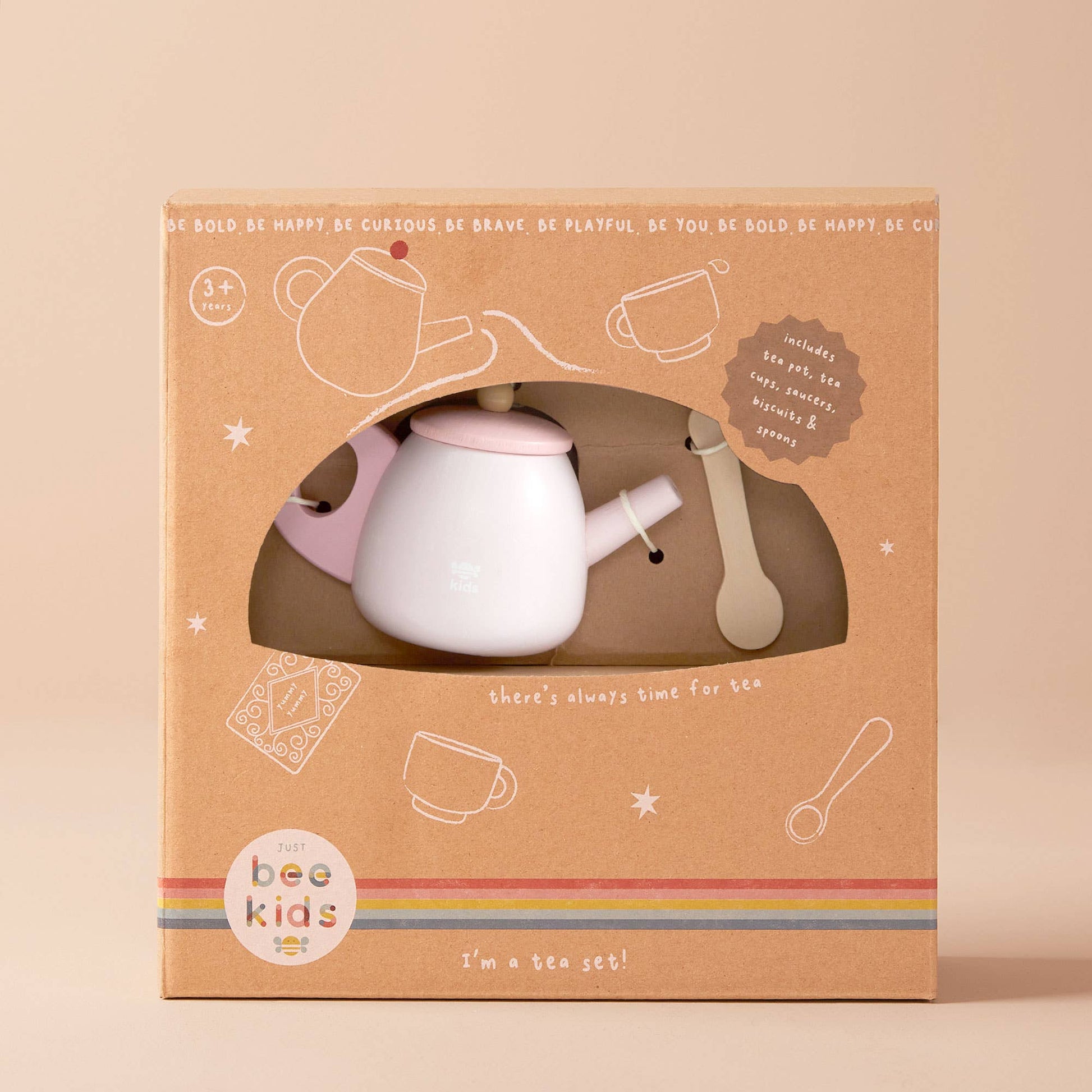 Just Bee Kids Wooden Tea Set FSC - Rose and Friends