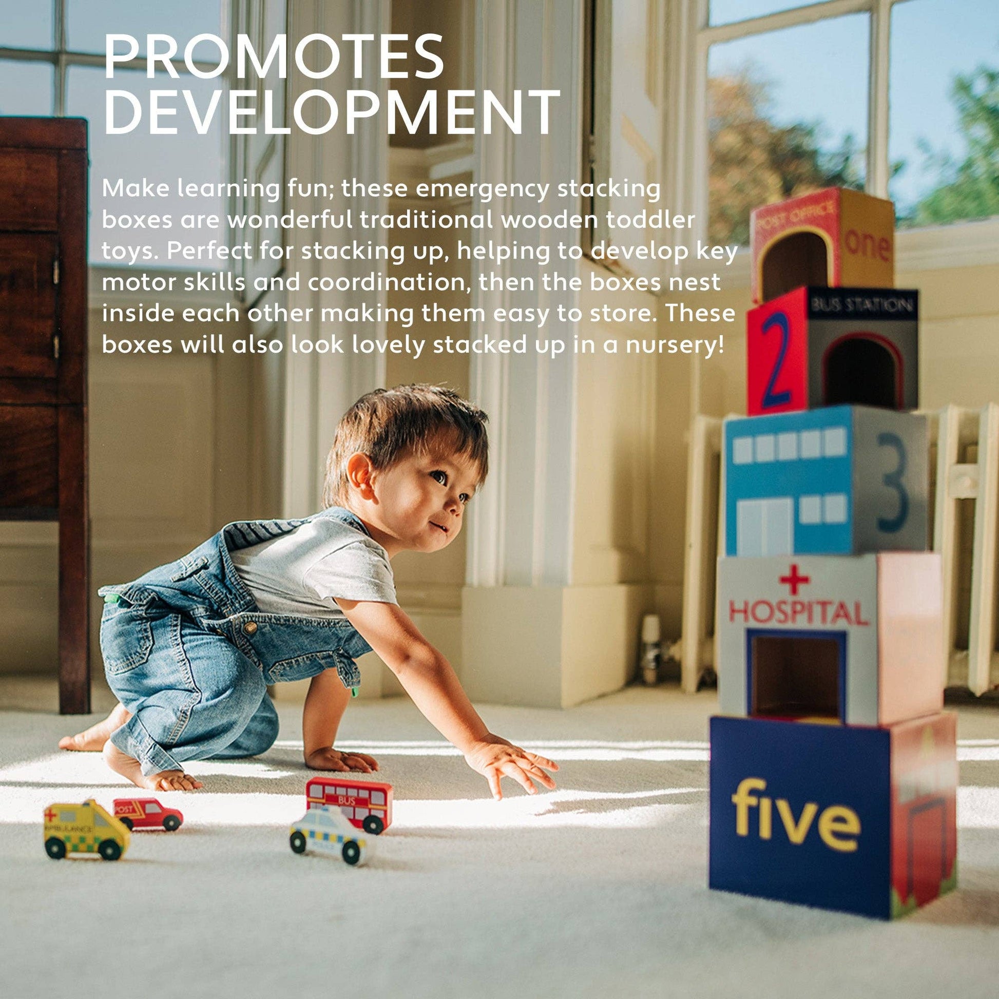 Emergency Services Wooden Stacking Cubes - Rose and Friends