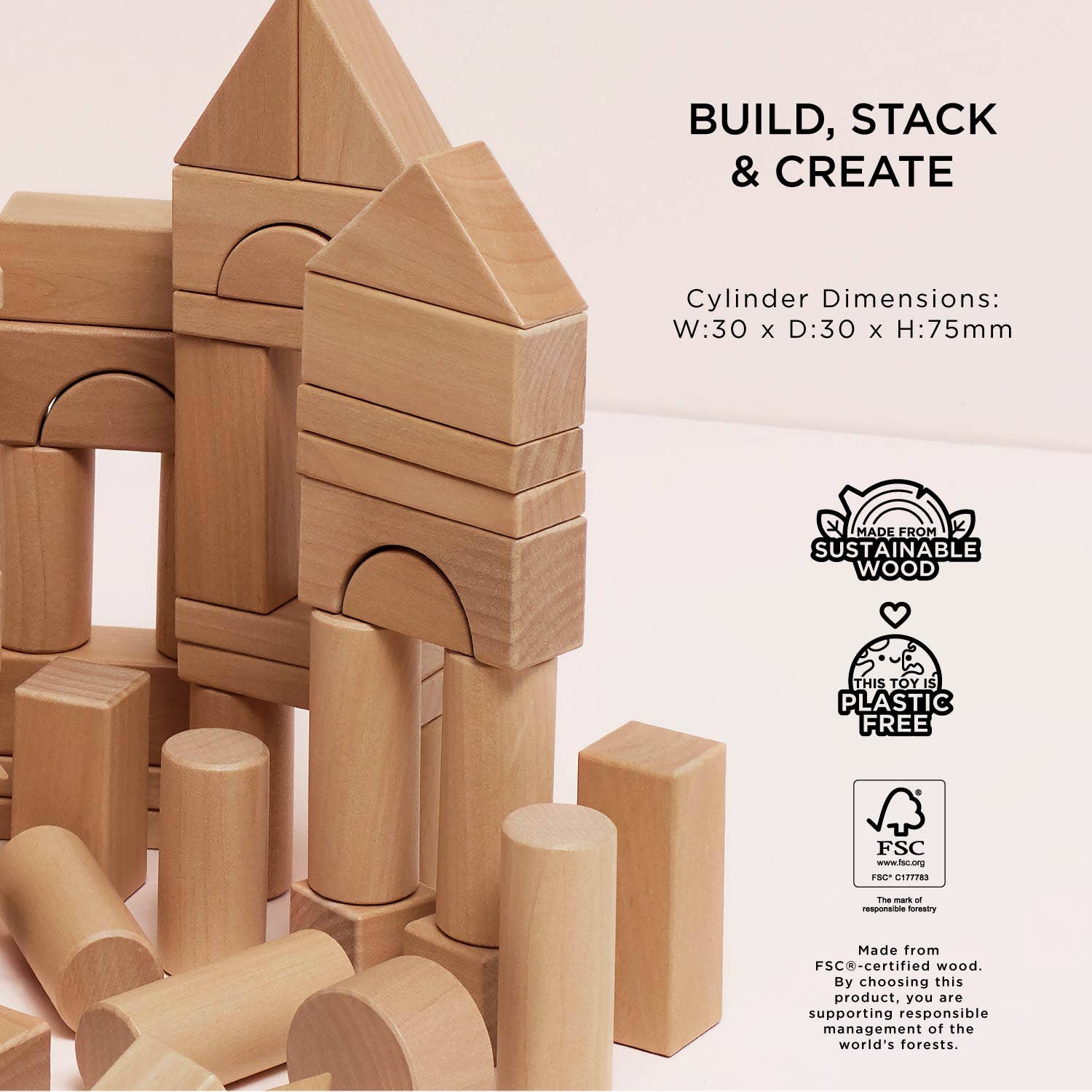 Natural Wood Building Blocks - Rose and Friends