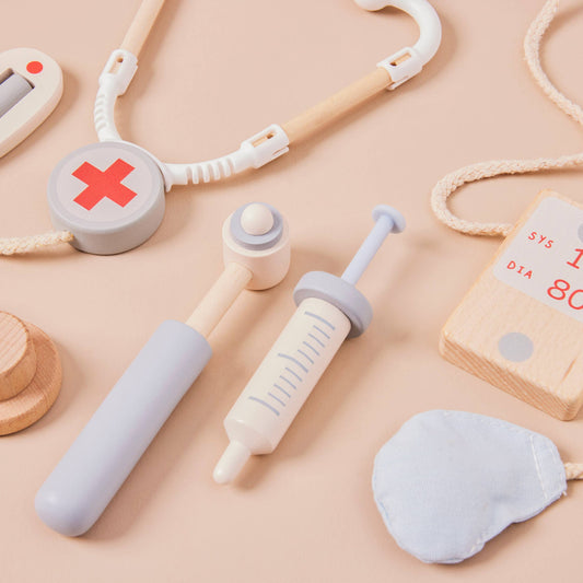 Just Bee Kids Wooden Doctor Pretend Play Set - Rose and Friends