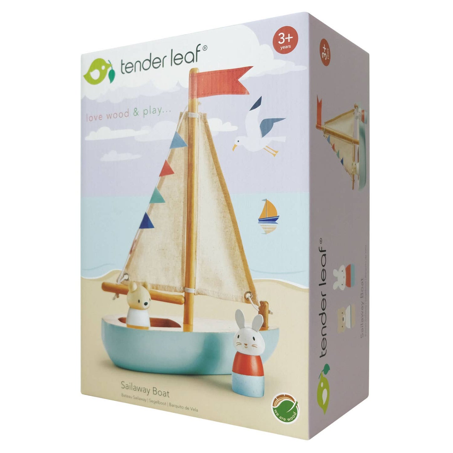 Sailway Wooden Toy Boat with Bubble and Squeak Dolls - Rose and Friends