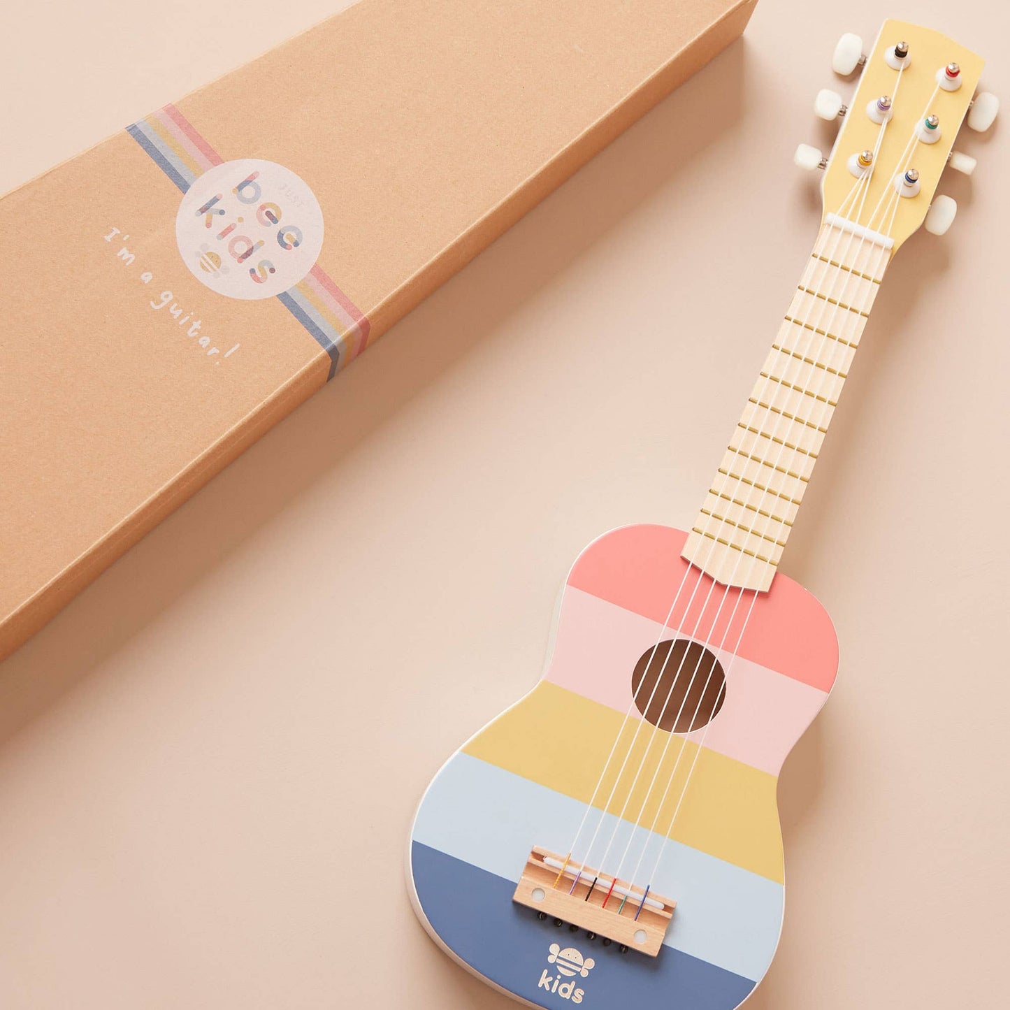 Just Bee Kids Stripe Wooden Guitar Toy - Rose and Friends