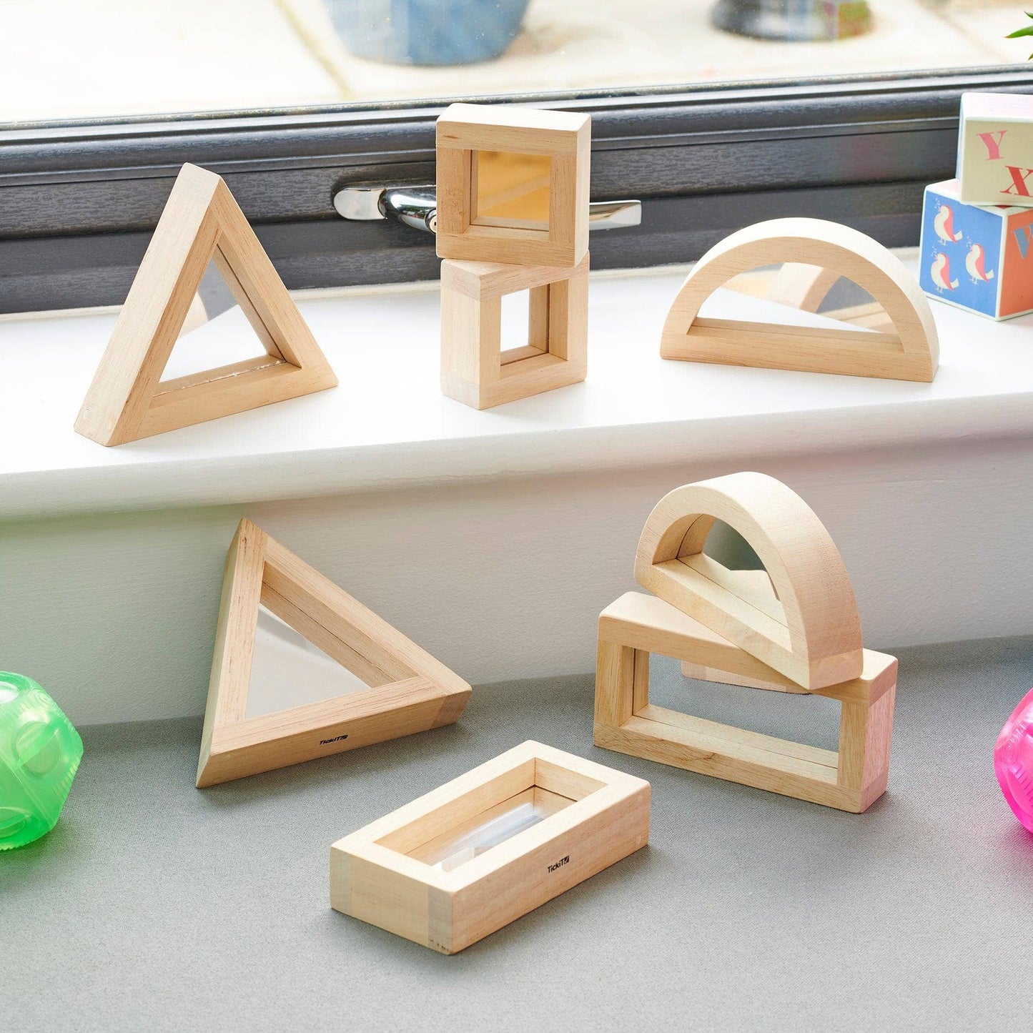 Large Mirror Blocks - Pk8 - Rose and Friends