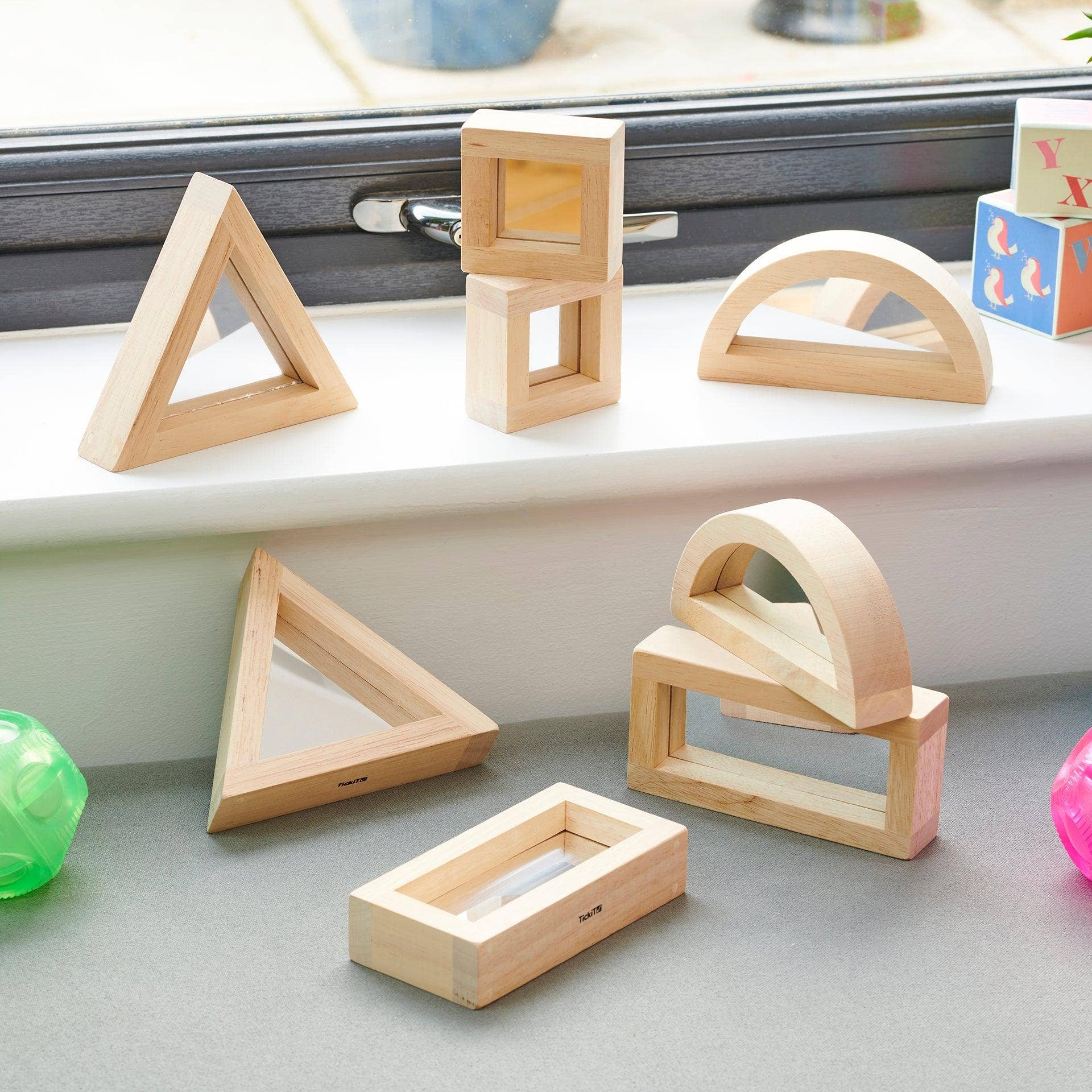 Large Mirror Blocks - Pk8 - Rose and Friends