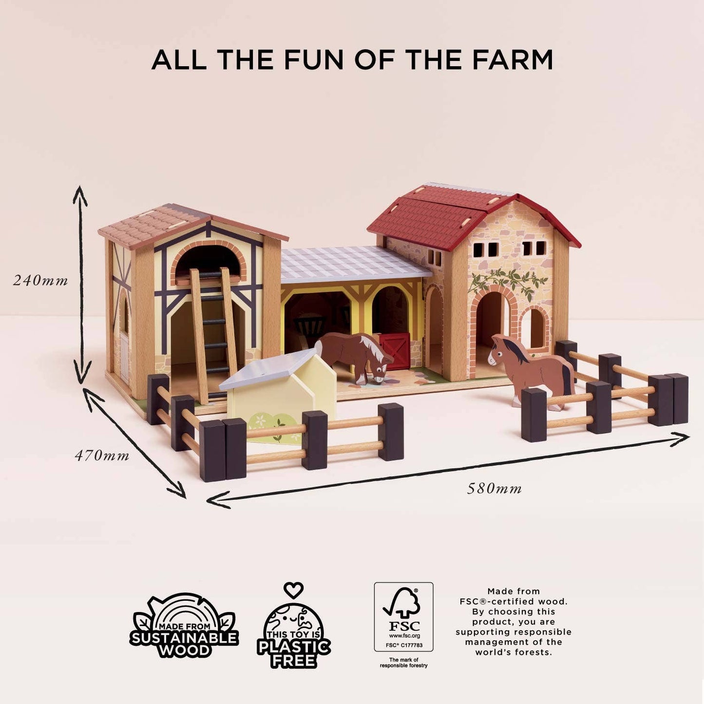 Wooden Farmyard Stables - Rose and Friends