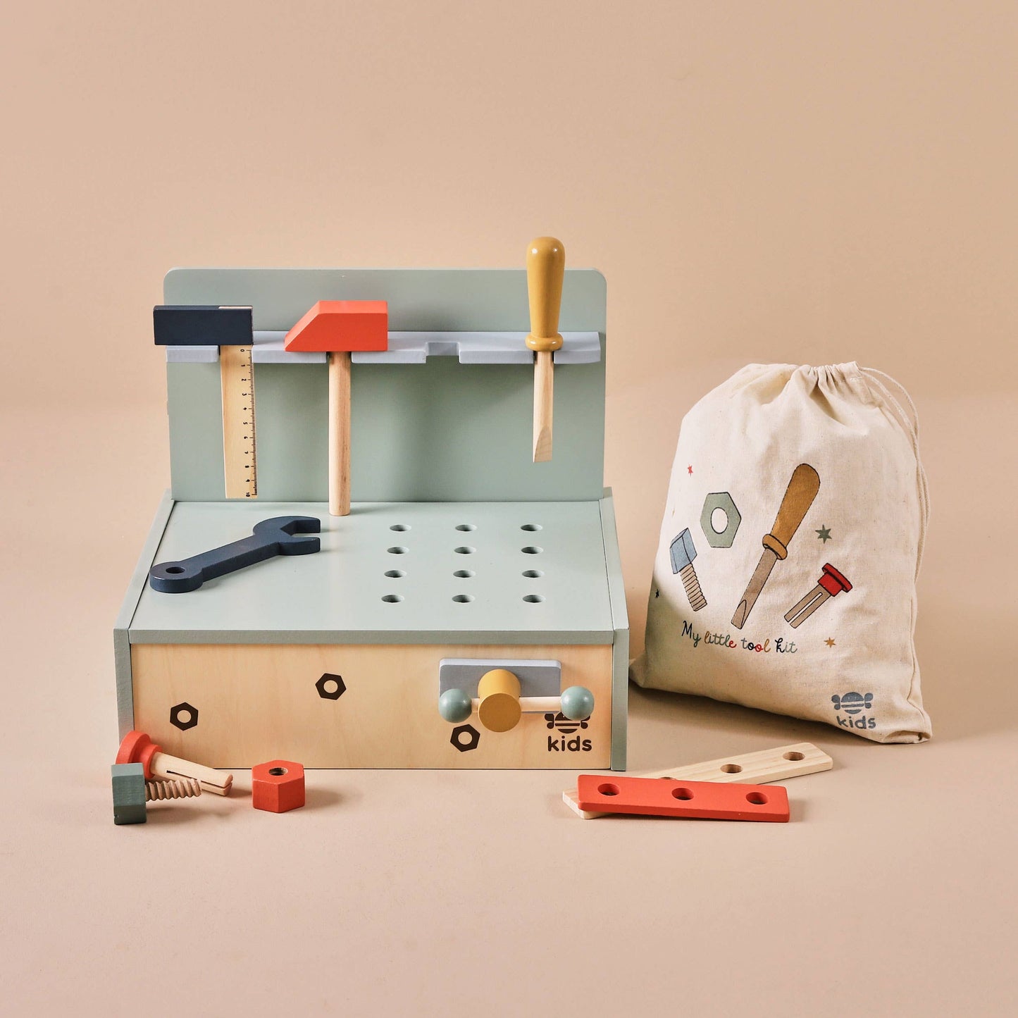 Just Bee Kids Wooden Tool Bench FSC® - Rose and Friends