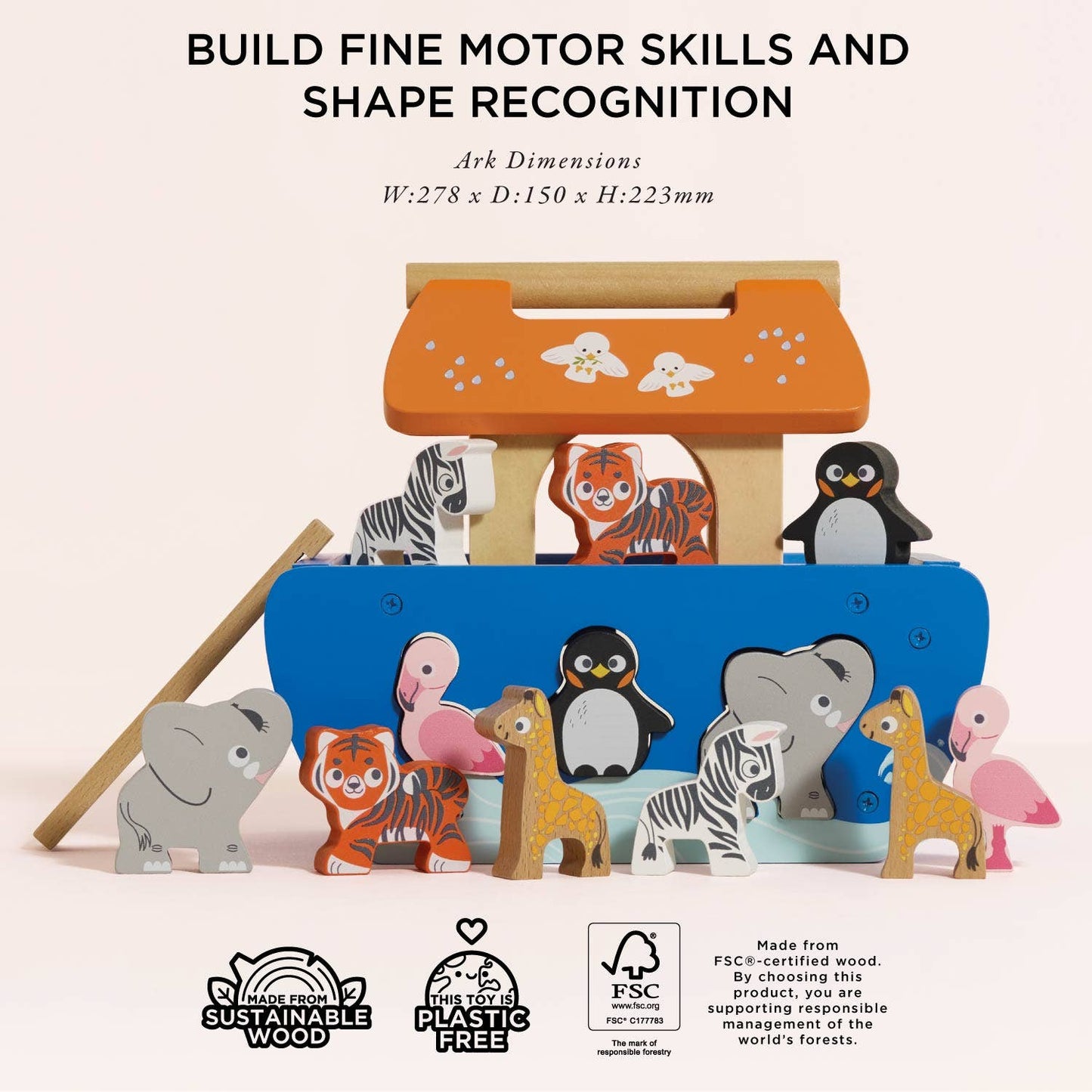 Noah's Ark & Animals Shape Sorter - Rose and Friends