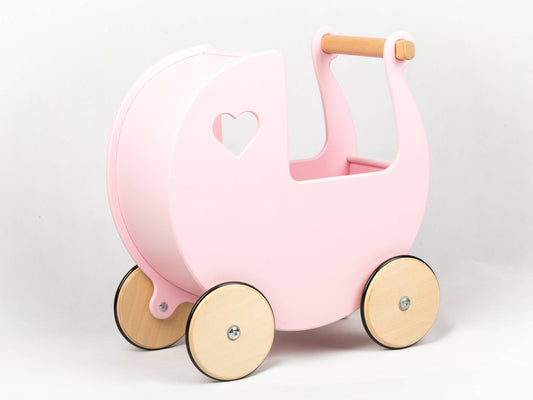 Moover Classic Light Pink Dolls Pram Wooden FSC Pushchair - Rose and Friends