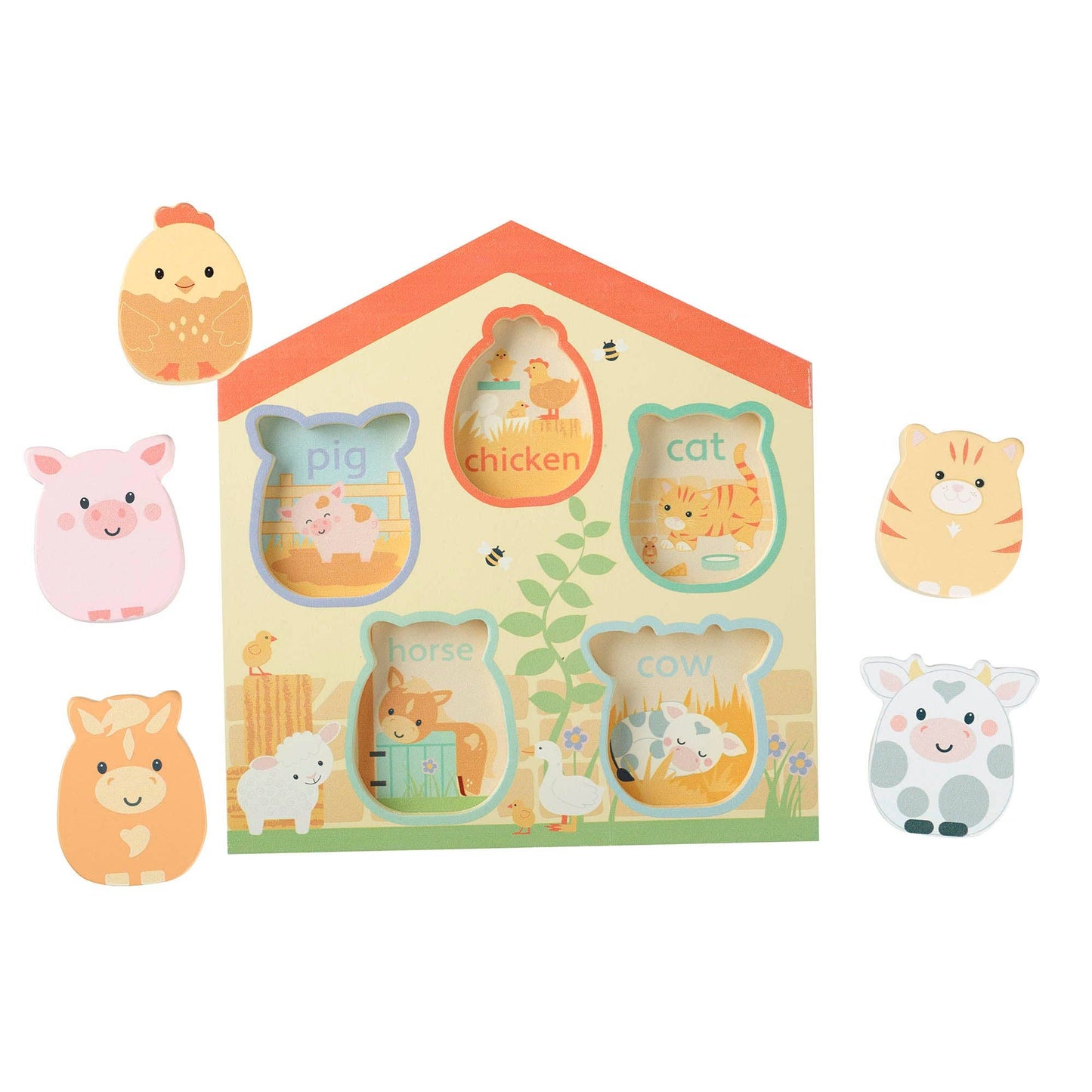 Farmyard Wooden Barn Shape Puzzle - Rose and Friends