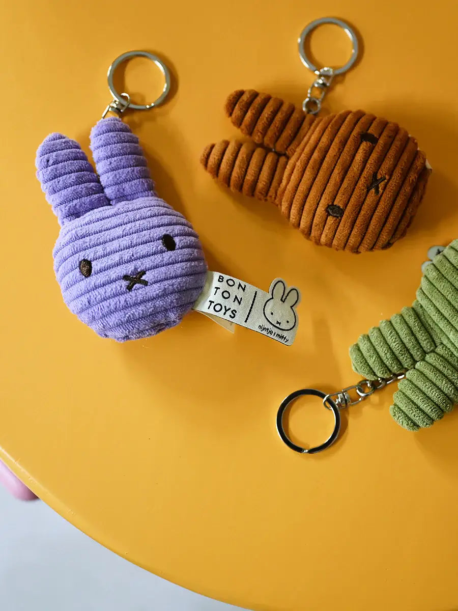 Miffy Flat Keyring Corduroy ECO Cinnamon 10cm - Rose and Friends