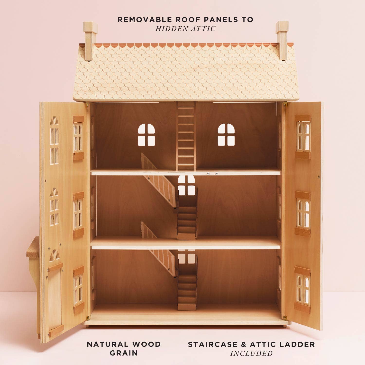 The Grand Natural Wood Dolls House - Rose and Friends