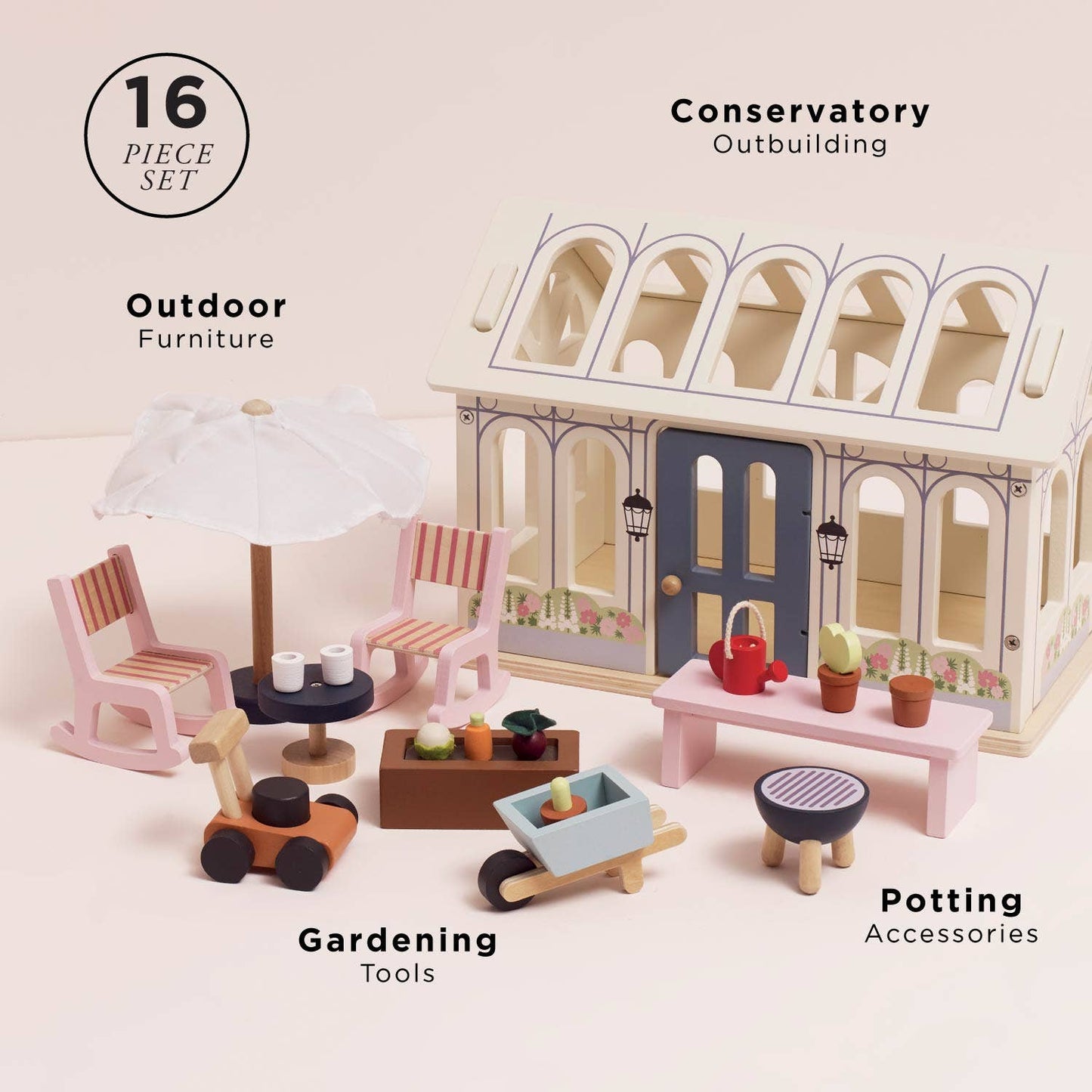 Dolls House Conservatory Playset - Rose and Friends