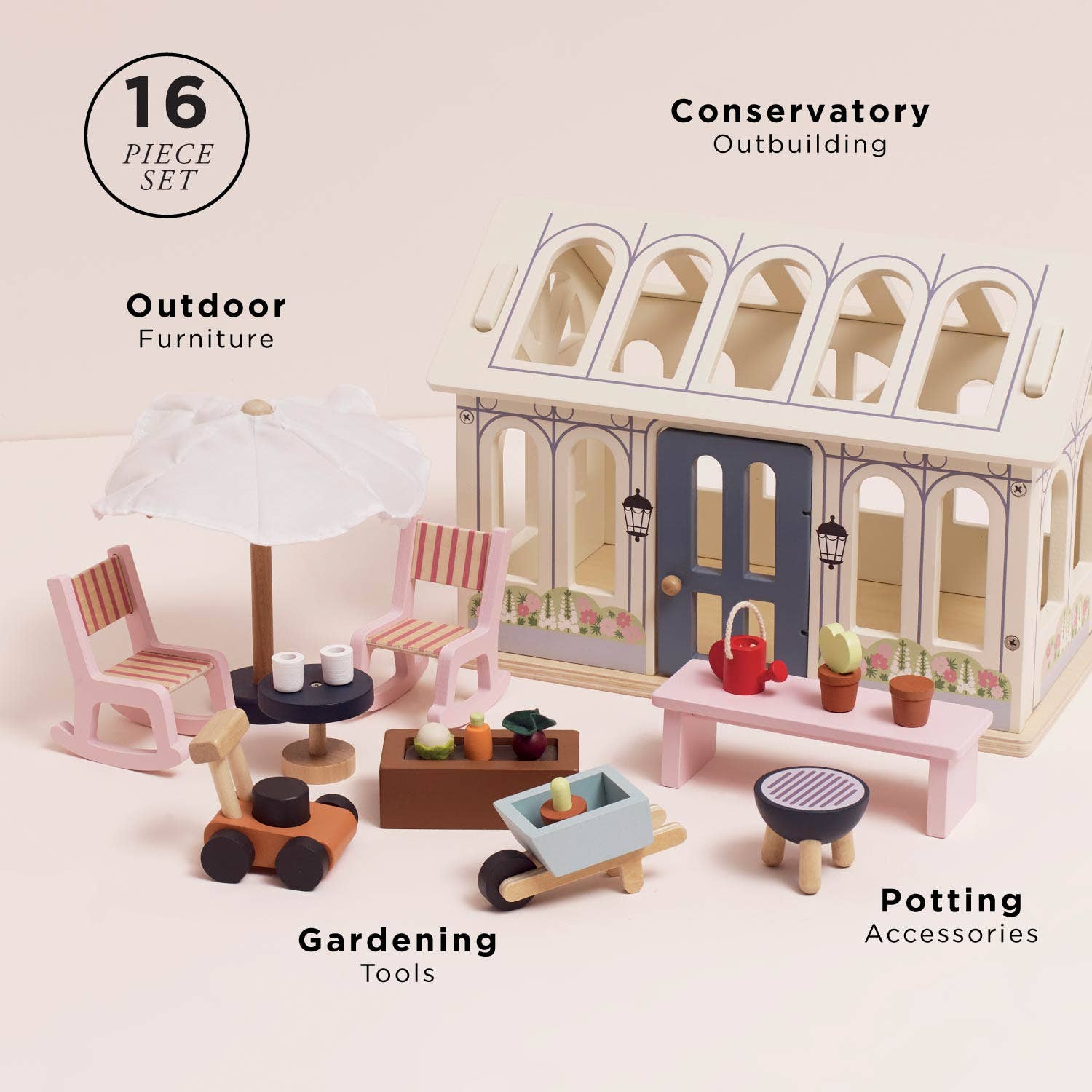 Dolls House Conservatory Playset - Rose and Friends