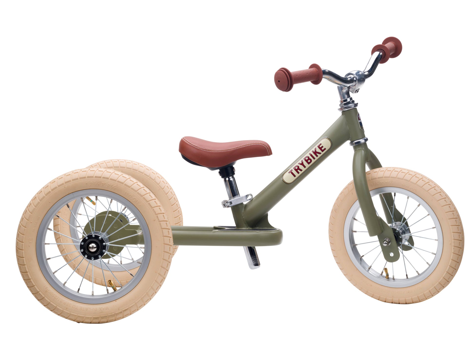 Trybike - Matte 2 In 1 Balance Bike / Trike - Vintage Green - Rose and Friends