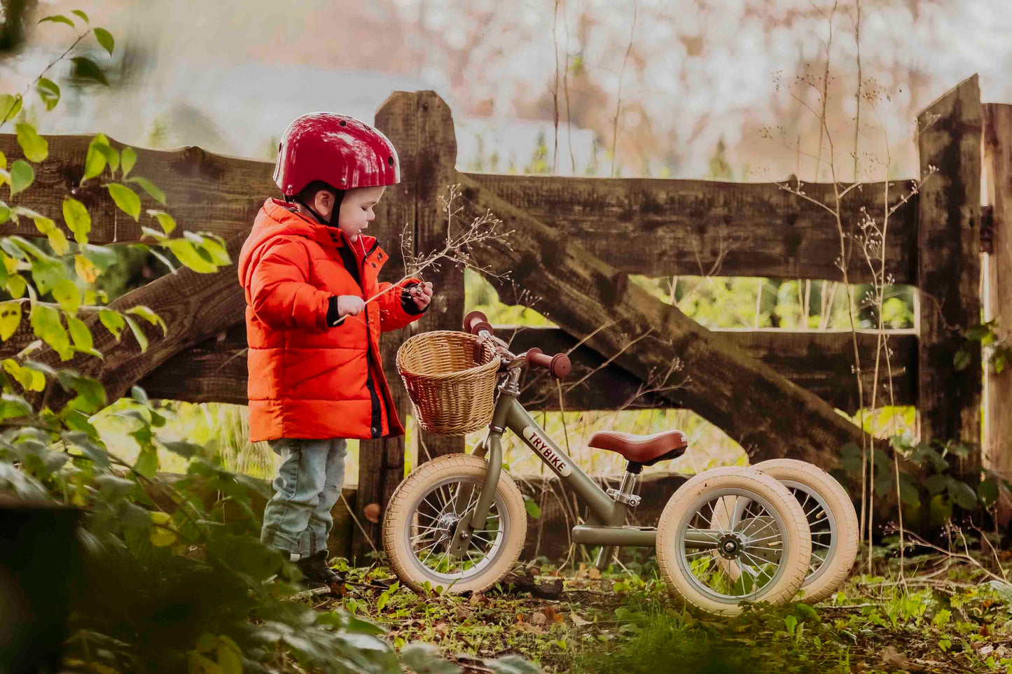 Trybike - Matte 2 In 1 Balance Bike / Trike - Vintage Green - Rose and Friends