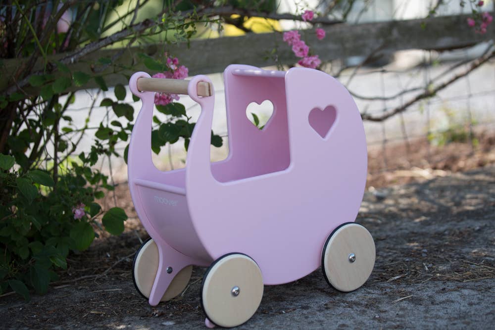 Moover Classic Light Pink Dolls Pram Wooden FSC Pushchair - Rose and Friends