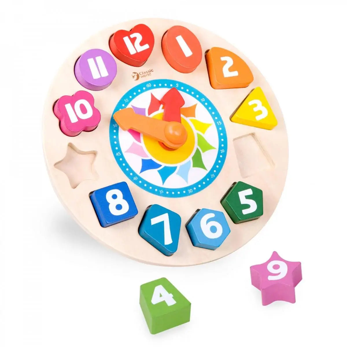 Classic World Clock Wooden Educational Time Shape Toy