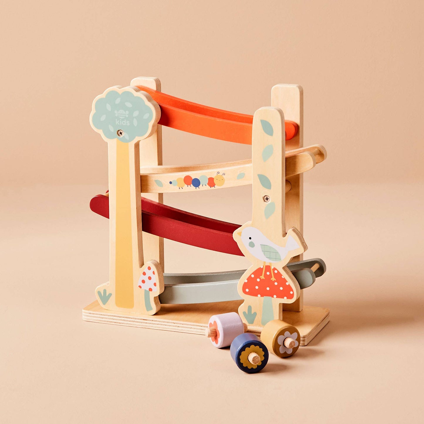 Just Bee Kids Wooden Garden Roller Ramp Toy - Rose and Friends