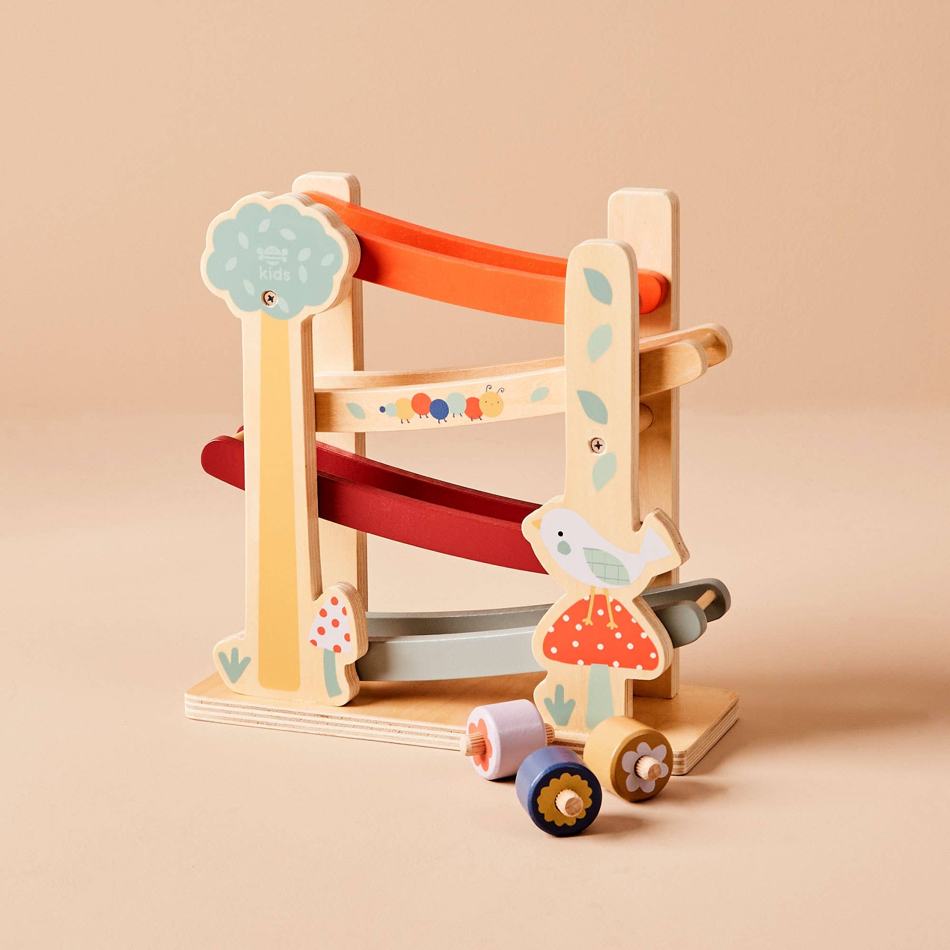 Just Bee Kids Wooden Garden Roller Ramp Toy - Rose and Friends