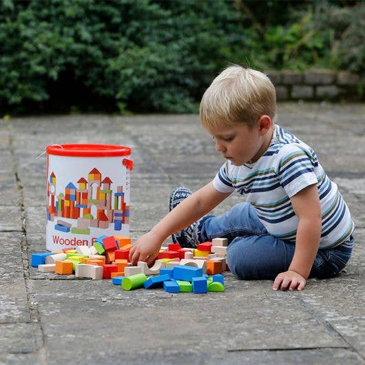 Classic World 100 Wooden Blocks & Shape Sorter Learning Set
