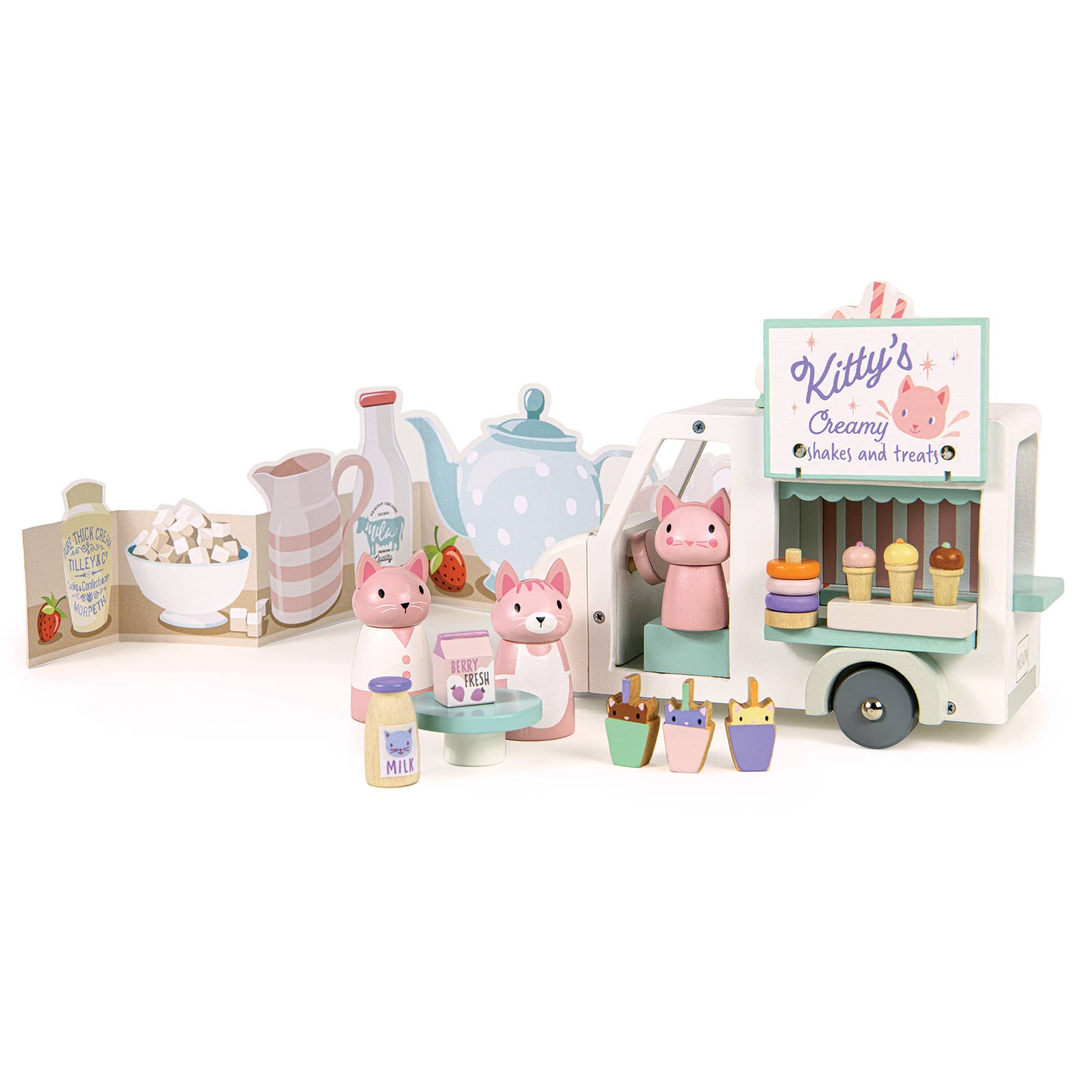 Tender Leaf Merrywood Tales Kitty's Milkshake Van - Rose and Friends