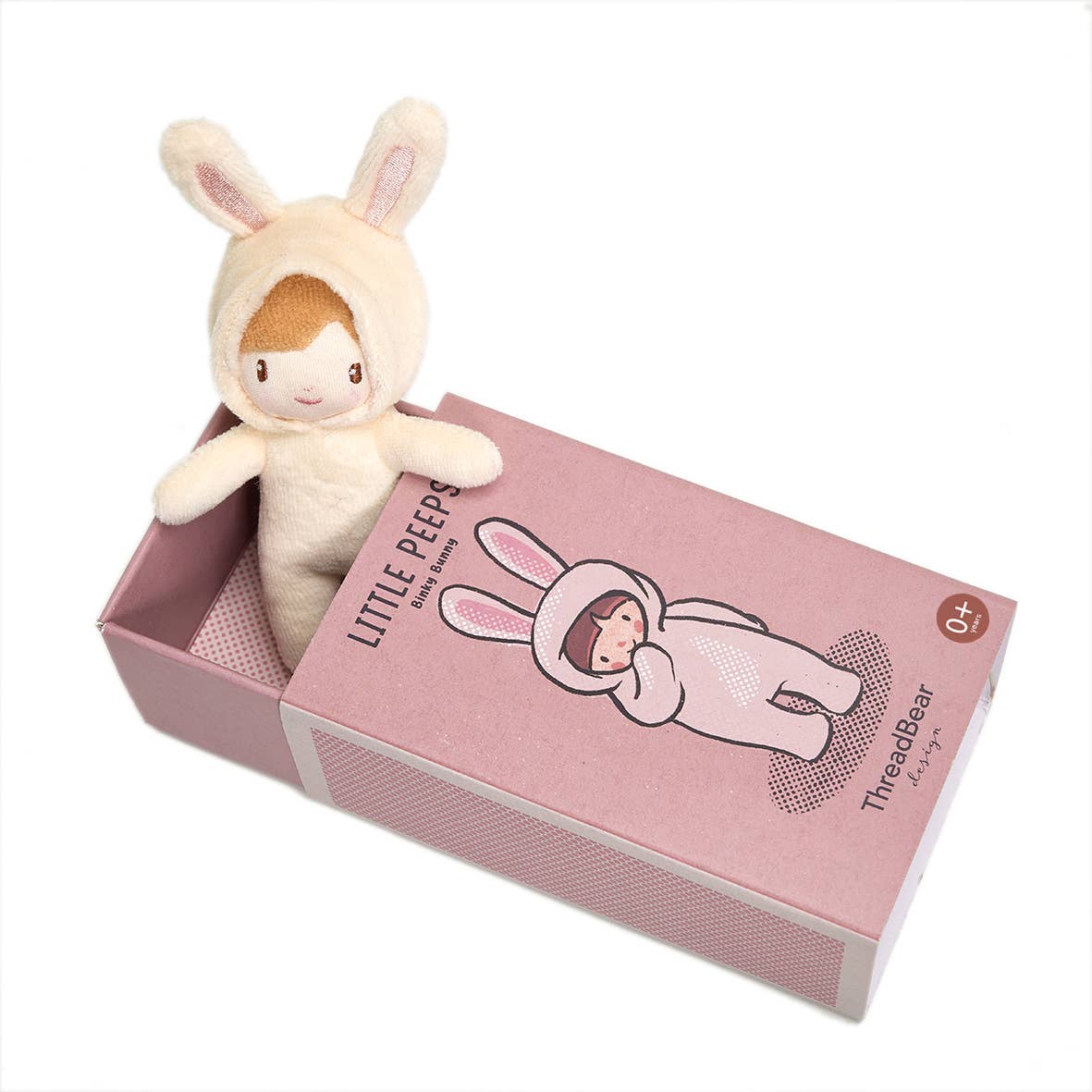 ThreadBear Little Peeps Binky Bunny - Matchbox doll 12cm - Rose and Friends