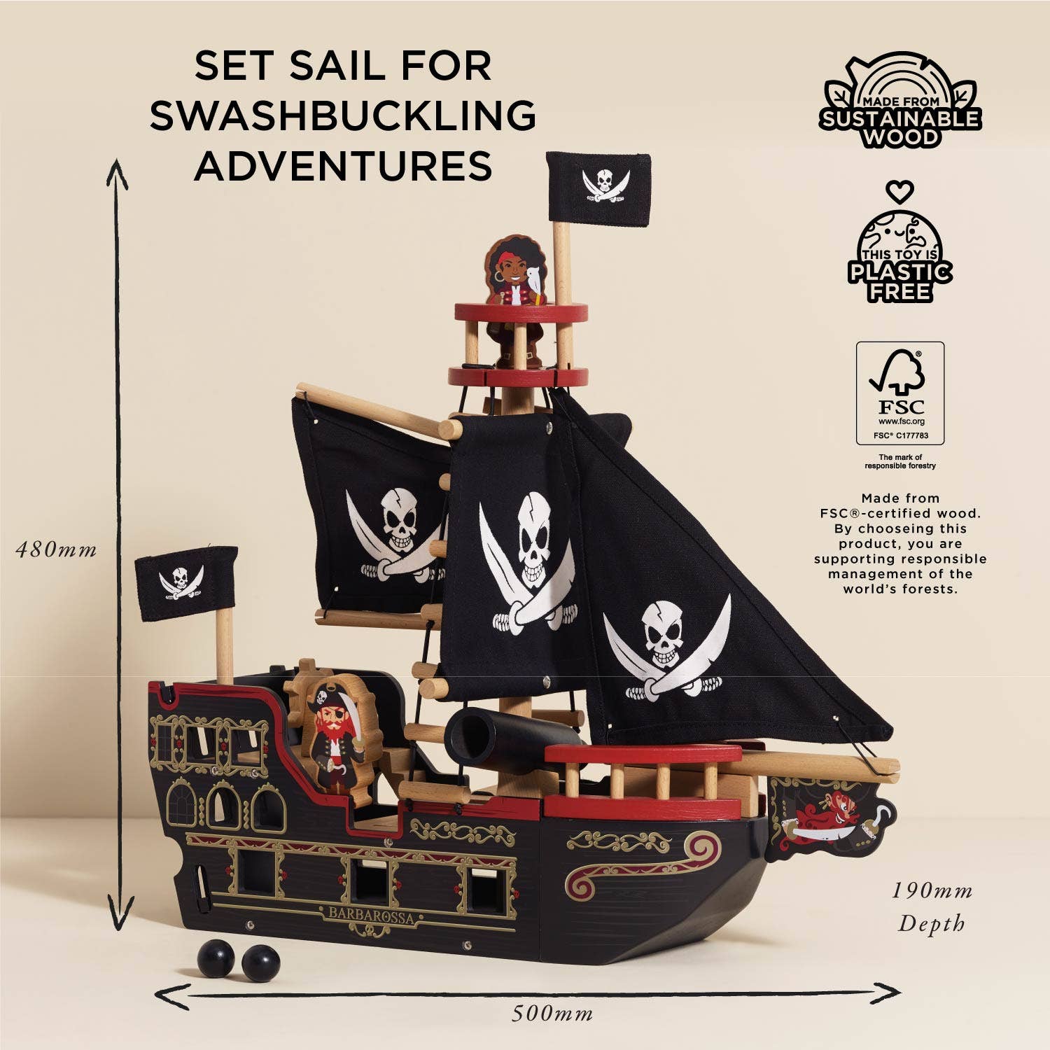 Barbarossa Pirate Ship & Characters - Rose and Friends