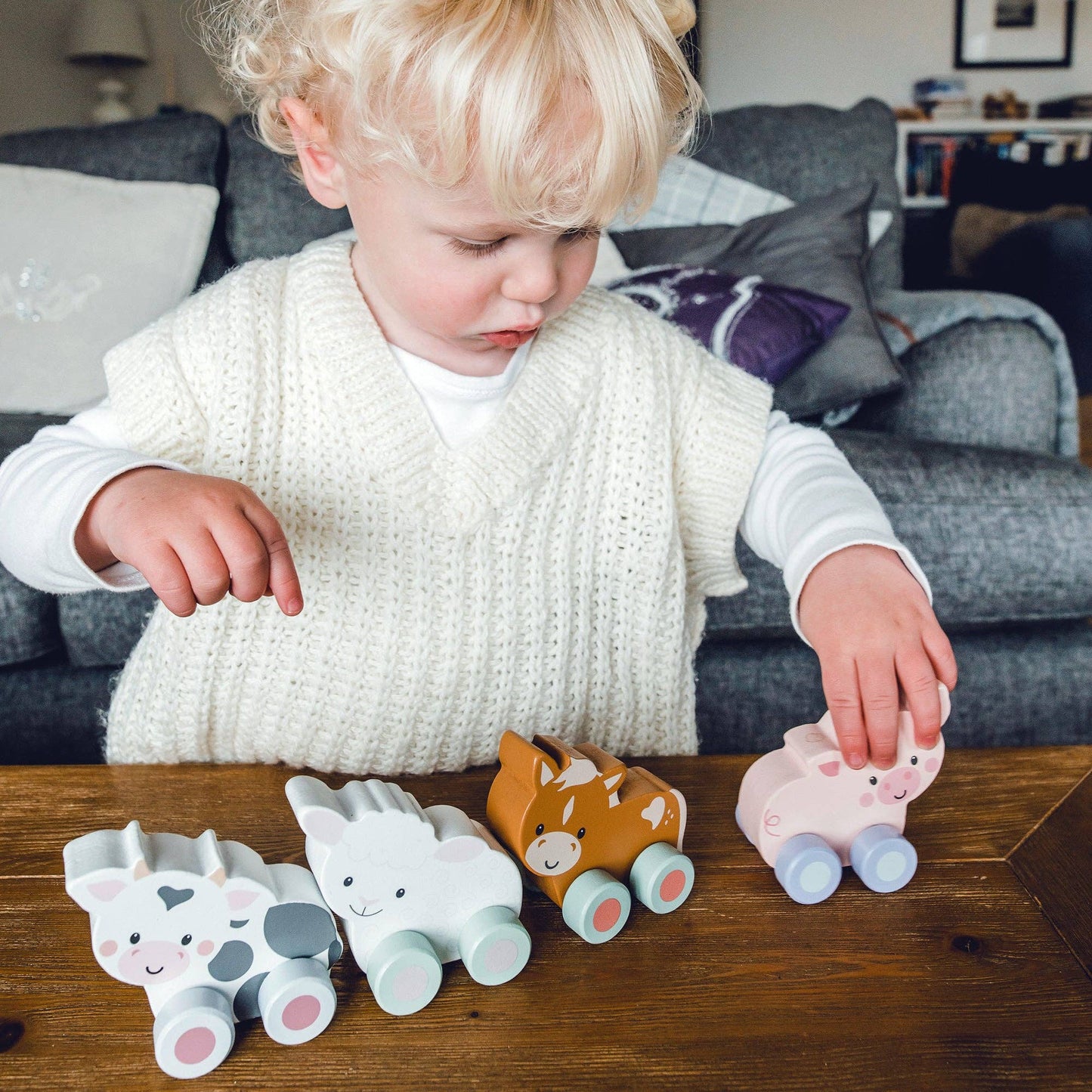 Sheep First Wooden Push Toy - Rose and Friends